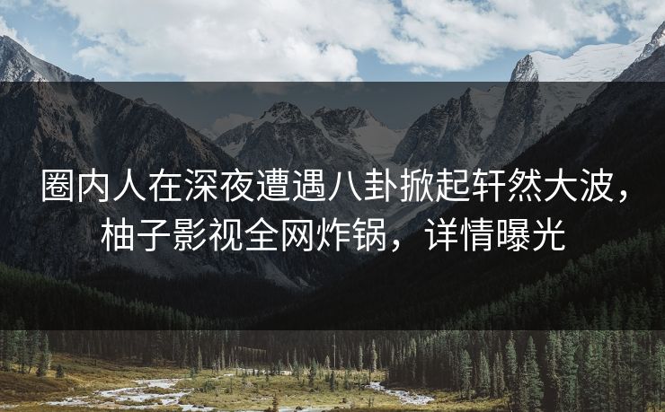 圈内人在深夜遭遇八卦掀起轩然大波，柚子影视全网炸锅，详情曝光
