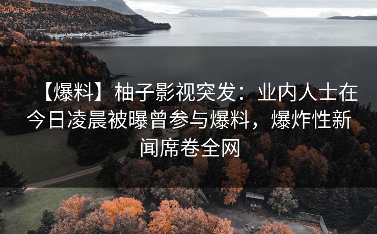【爆料】柚子影视突发：业内人士在今日凌晨被曝曾参与爆料，爆炸性新闻席卷全网