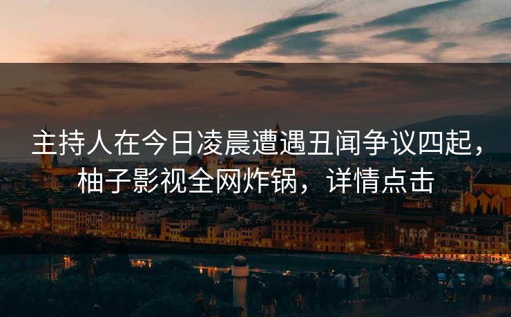 主持人在今日凌晨遭遇丑闻争议四起，柚子影视全网炸锅，详情点击