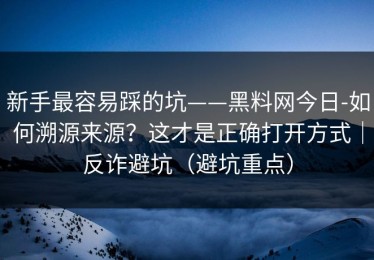 新手最容易踩的坑——黑料网今日-如何溯源来源？这才是正确打开方式｜反诈避坑（避坑重点）