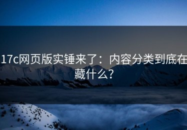 17c网页版实锤来了：内容分类到底在藏什么？