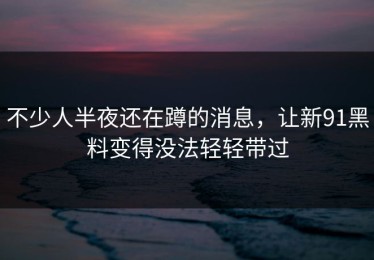 不少人半夜还在蹲的消息，让新91黑料变得没法轻轻带过